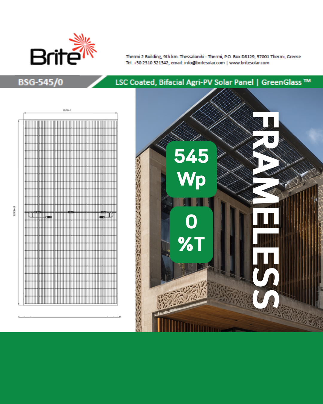 545 Wp | 0% Transparency | Frameless Design